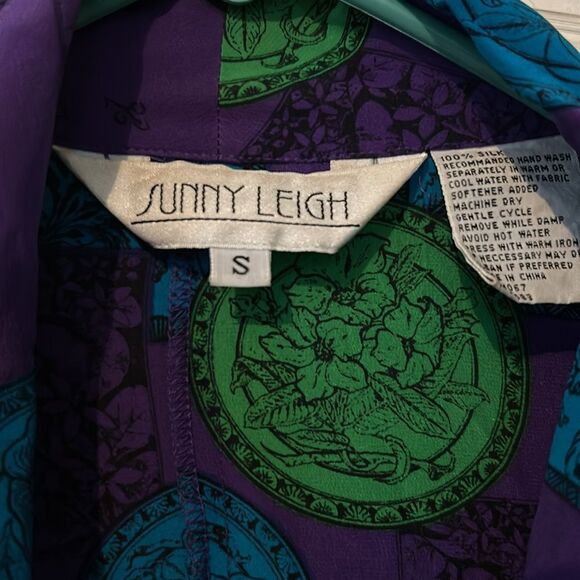 100% Silk Sunny Leigh Vintage Floral print blazer - Size S - Picture 2 of 11